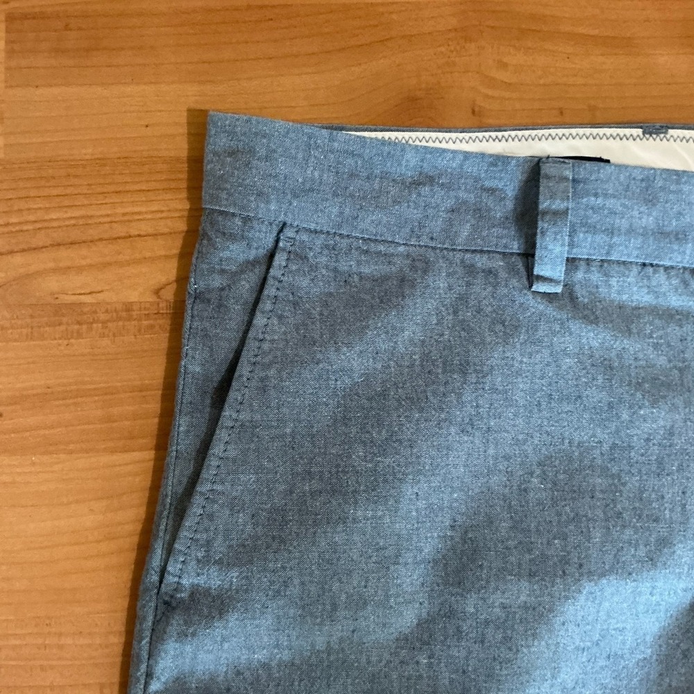 J.Crew Bedford Pants Mens 34 Blue Chambray Cotton Chino Flat Front Style - Picture 4 of 11